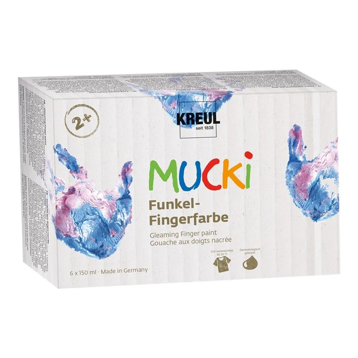 MUCKI Glowing Children's Finger Paints, Set of 6 x 150 ml