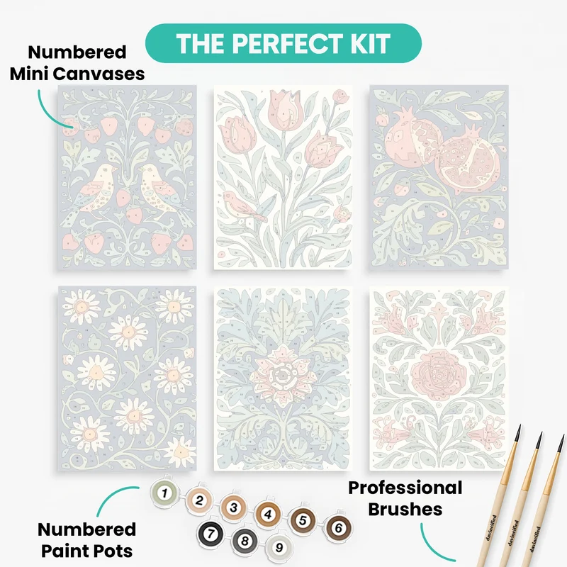 William Morris Garden - Mini Paint by Numbers Set