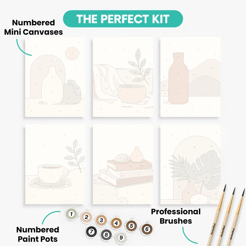 Neutral Pottery & Botanicals - Mini Paint by Numbers Set