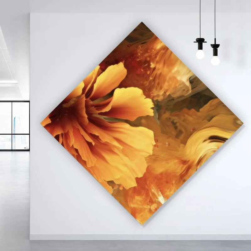 Aluminiumbild Beeindruckende abstrakte Blume Fluid Art Raute