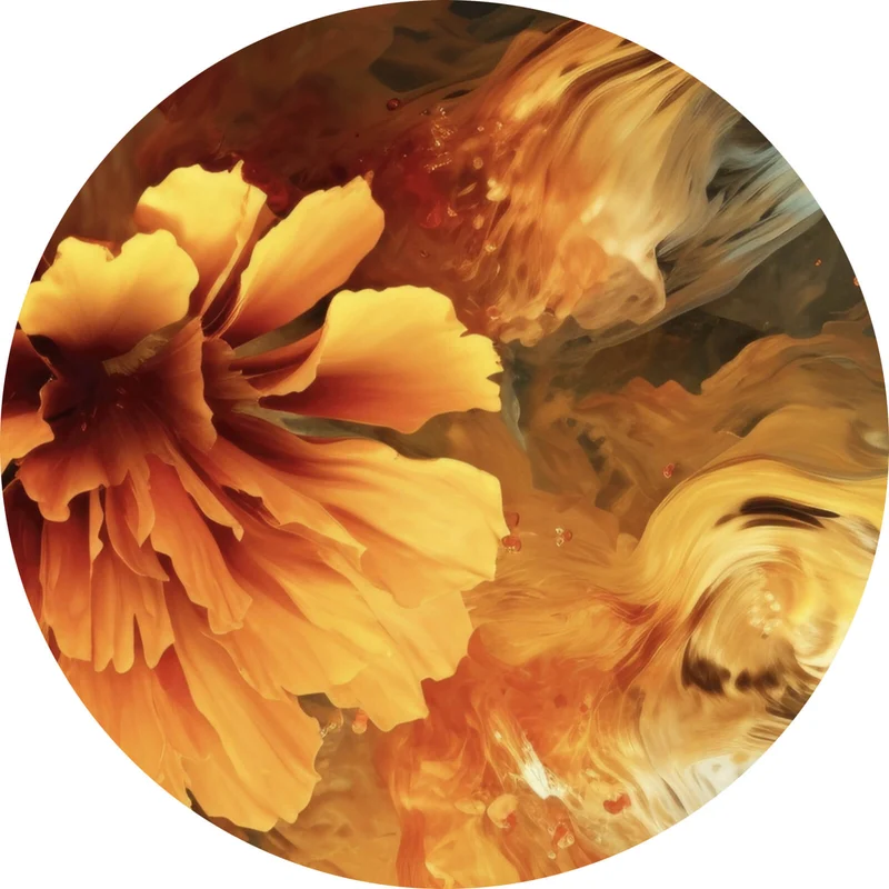 Aluminiumbild gebürstet Beeindruckende abstrakte Blume Fluid Art Kreis