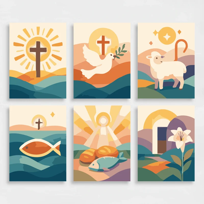 Christian Symbols - Mini Paint by Numbers Set