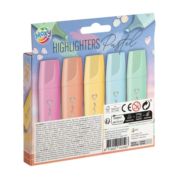 Pastel Highlighters, Set of 5