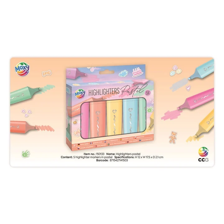 Pastel Highlighters, Set of 5