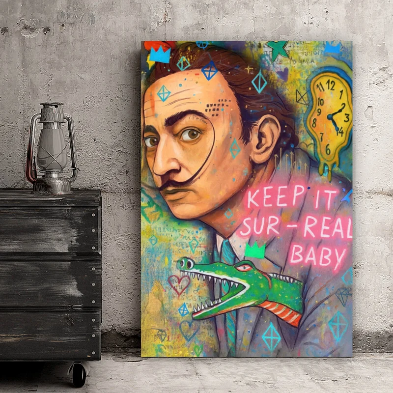 Acrylglasbild Dali mit schmelzender Uhr Hochformat