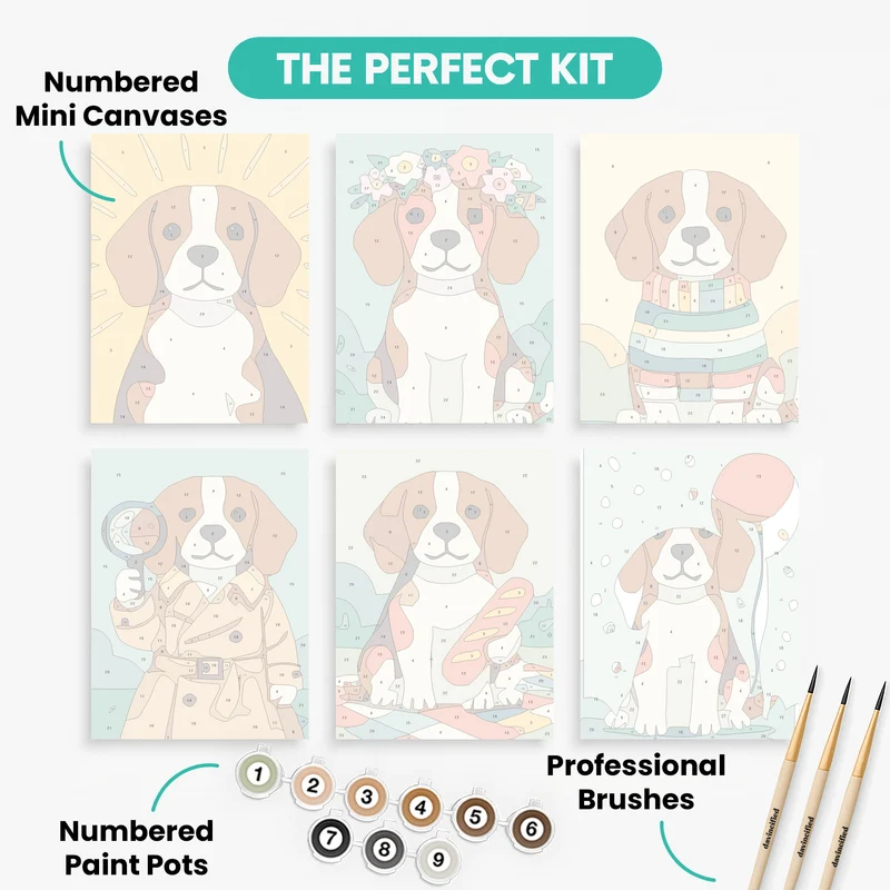Beagles - Mini Paint by Numbers Set