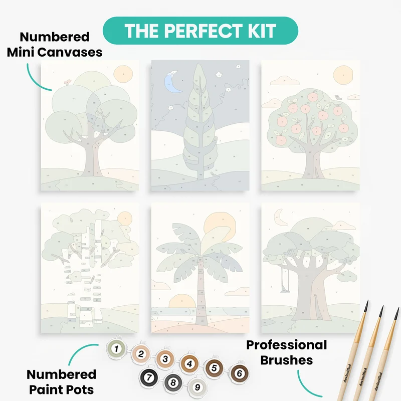 Tree Collection - Mini Paint by Numbers Set