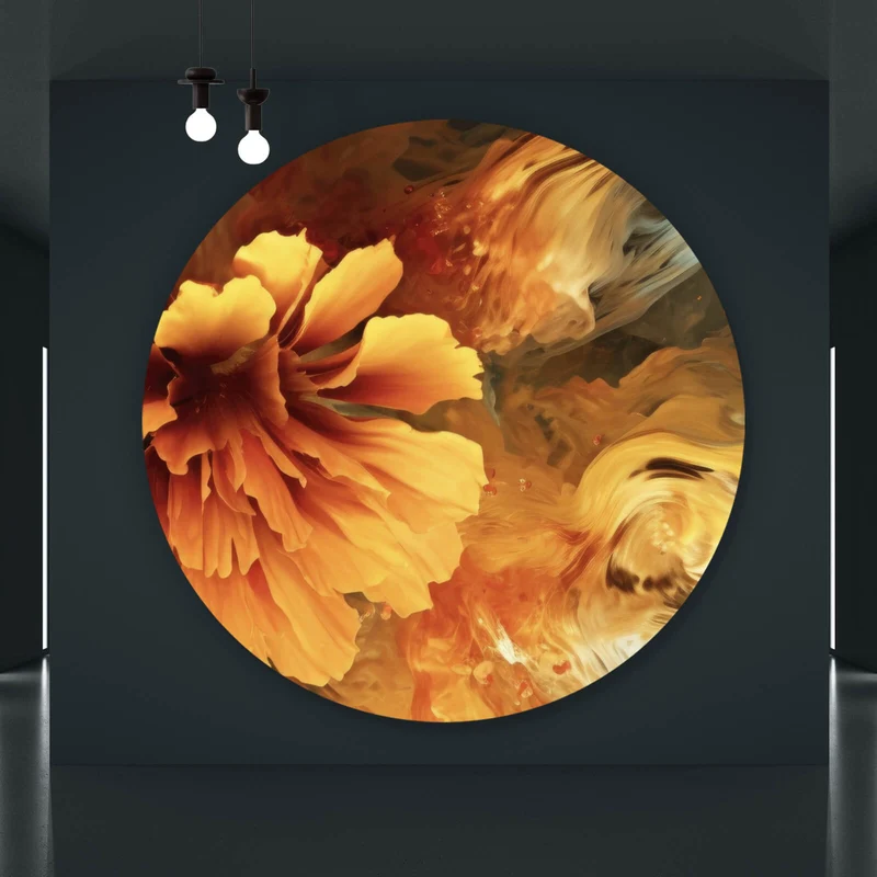 Aluminiumbild Beeindruckende abstrakte Blume Fluid Art Kreis