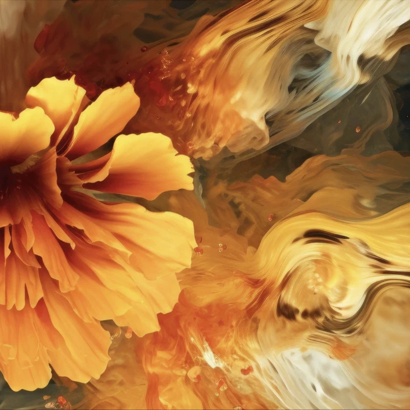 Spannrahmenbild Beeindruckende abstrakte Blume Fluid Art Quadrat