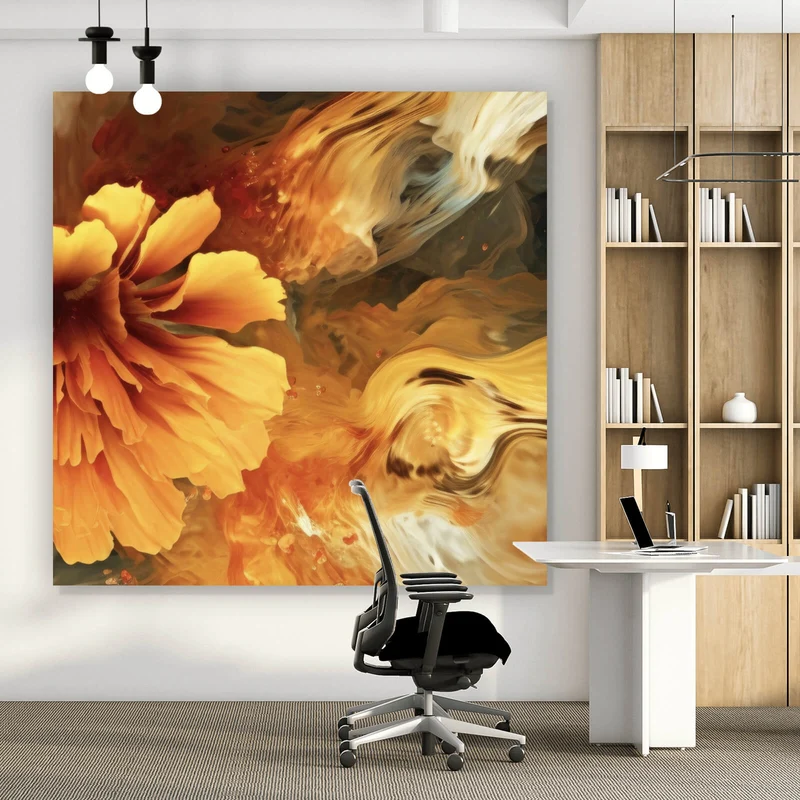 Leinwandbild Beeindruckende abstrakte Blume Fluid Art Quadrat