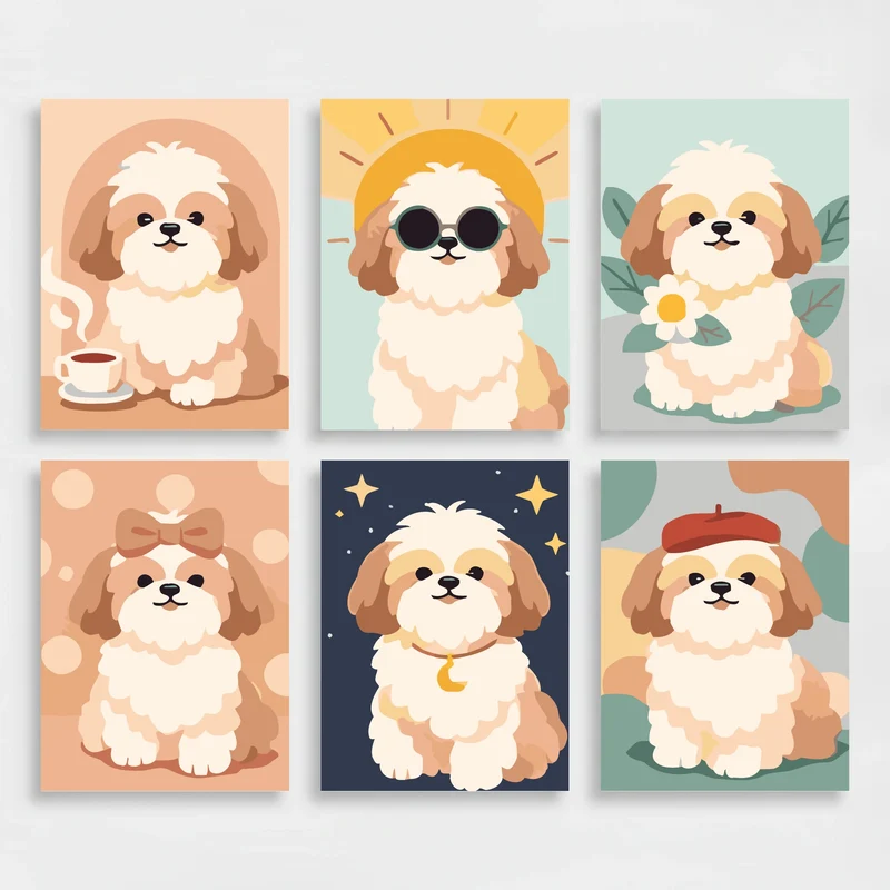Shih Tzus - Mini Paint by Numbers Set