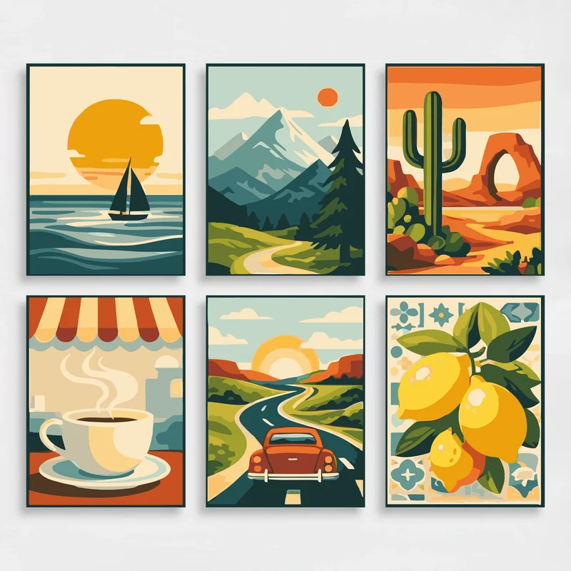 Scenic Travel Destinations - Mini Paint by Numbers Set