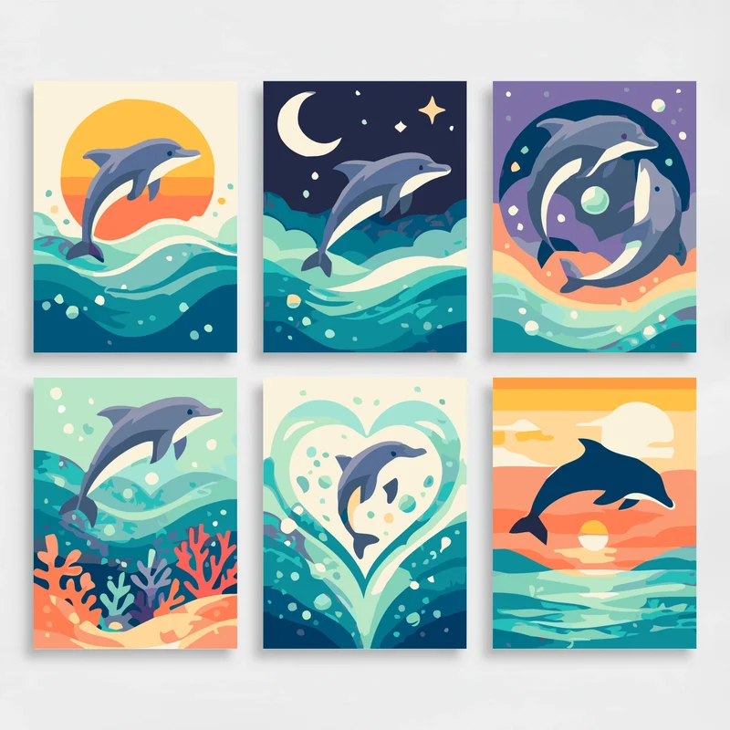 Dolphins - Mini Paint by Numbers Set