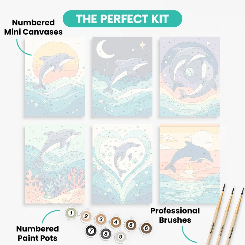 Dolphins - Mini Paint by Numbers Set