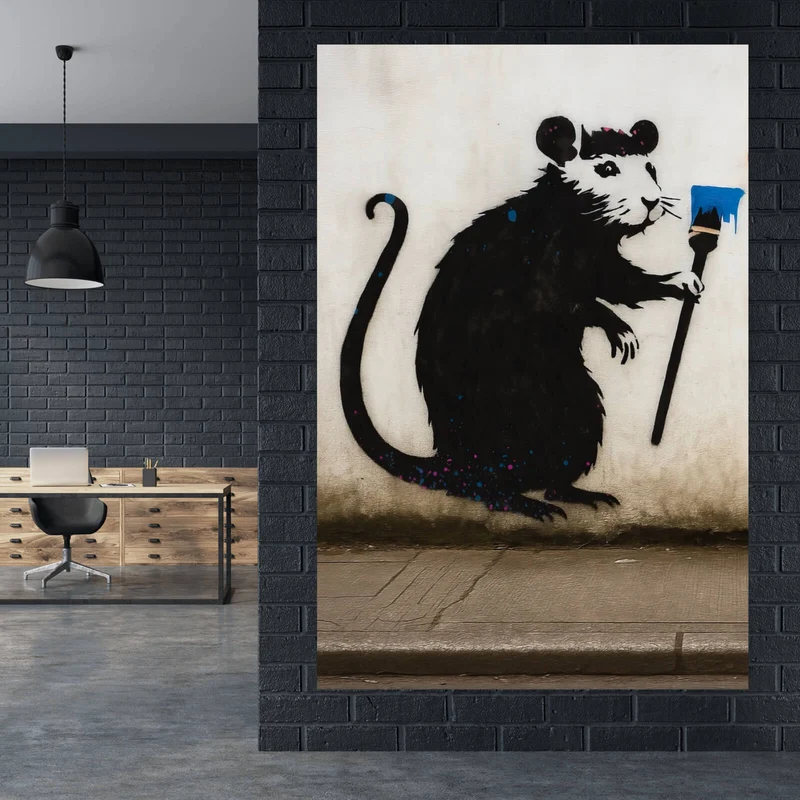 Spannrahmenbild Ratte mit provokanter Botschaft Hochformat