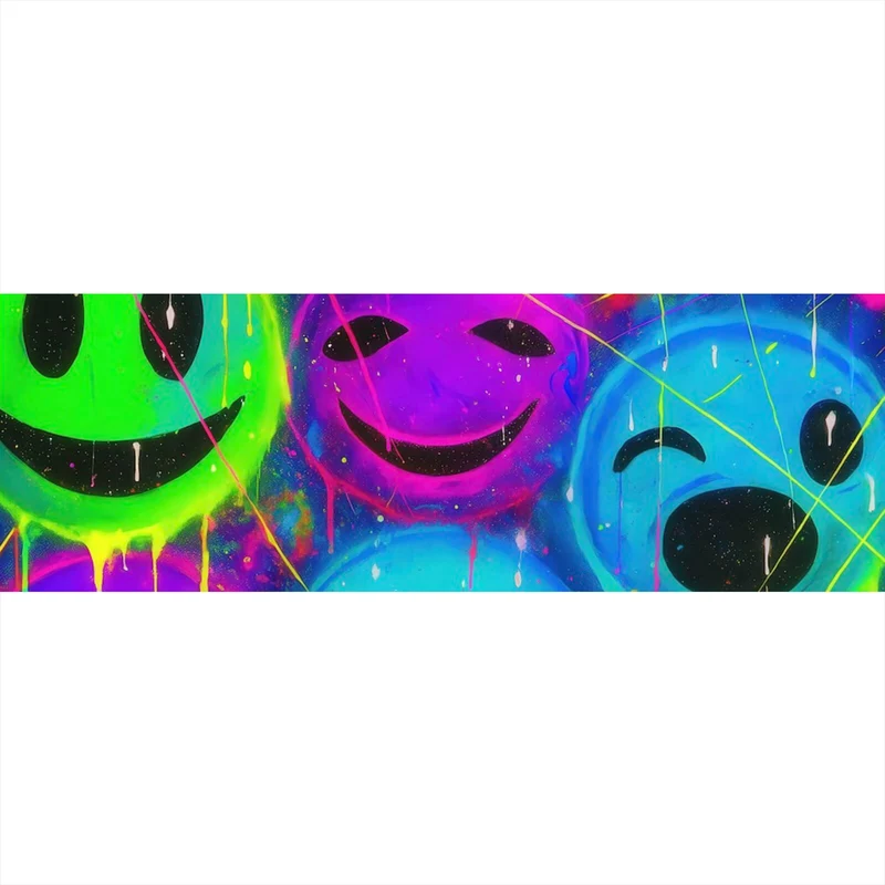Acrylglasbild Smileys in Neon Farben Panorama