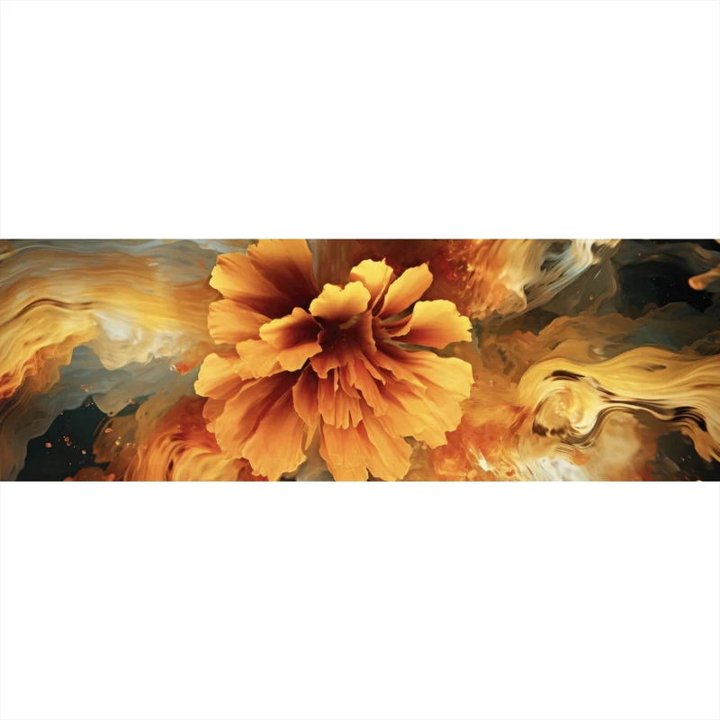 Aluminiumbild Beeindruckende abstrakte Blume Fluid Art Panorama