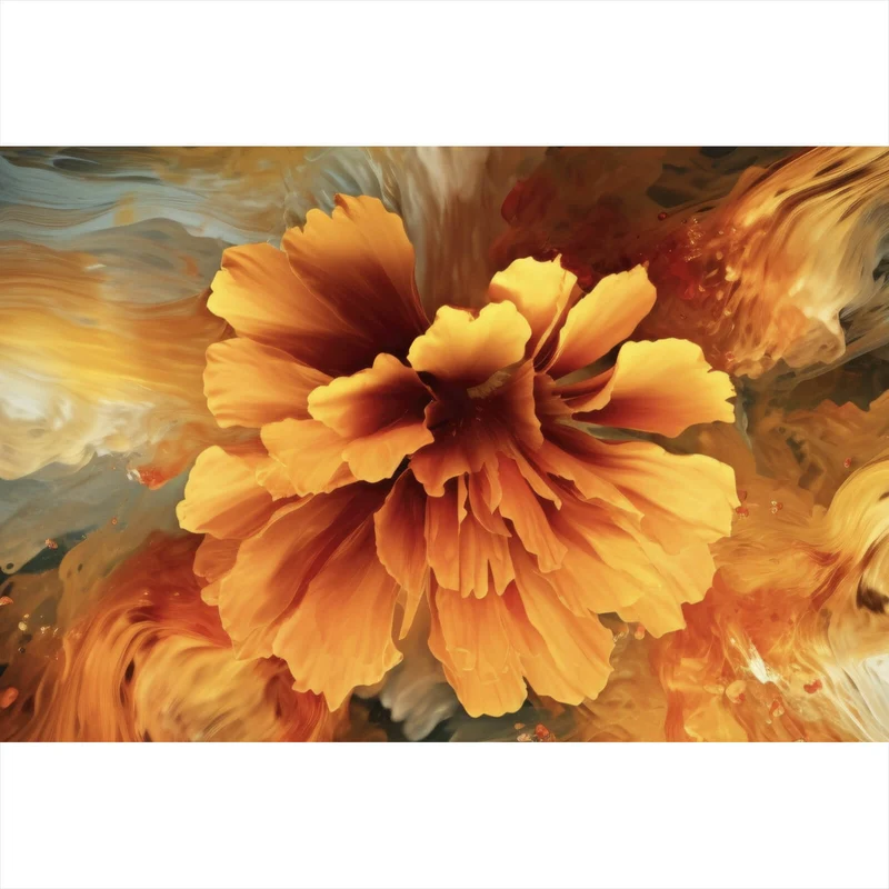 Spannrahmenbild Beeindruckende abstrakte Blume Fluid Art Querformat