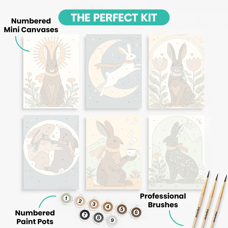 Celestial Hares - Mini Paint by Numbers Set