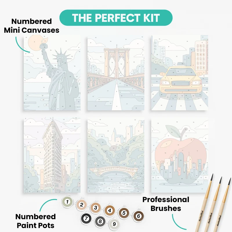 New York Icons - Mini Paint by Numbers Set