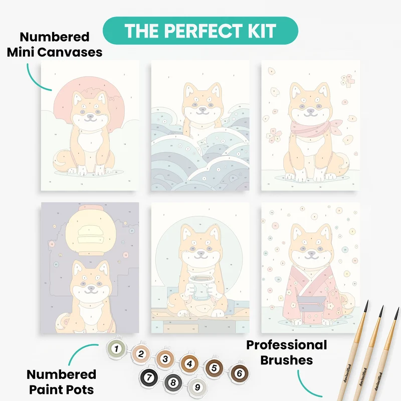 Shiba Inu - Mini Paint by Numbers Set
