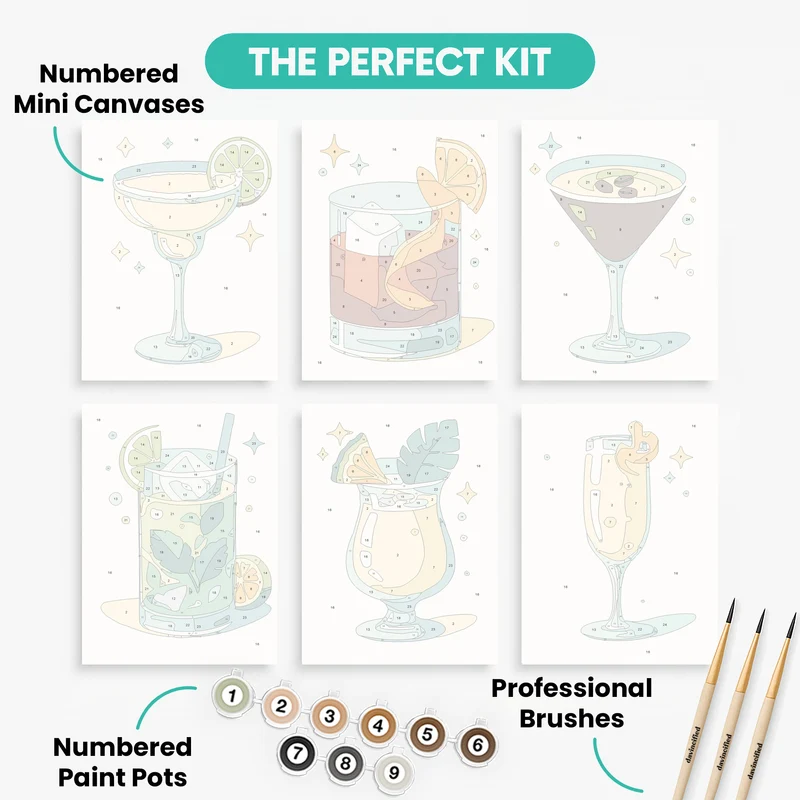 Cocktails - Mini Paint by Numbers Set