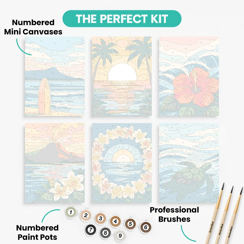 Hawaiian Seascapes - Mini Paint by Numbers Set