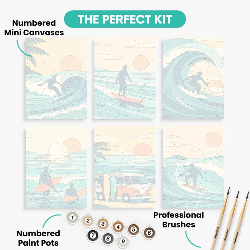Surfing - Mini Paint by Numbers Set