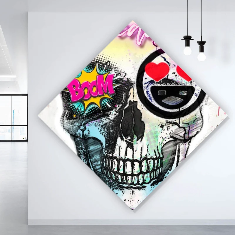 Poster Buntes Schädelgraffiti Raute