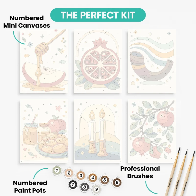 Rosh Hashanah Traditions - Mini Paint by Numbers Set