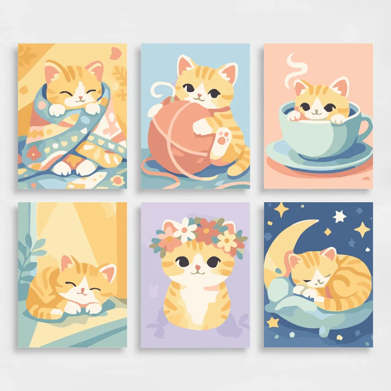 Kawaii Kittens - Mini Paint by Numbers Set