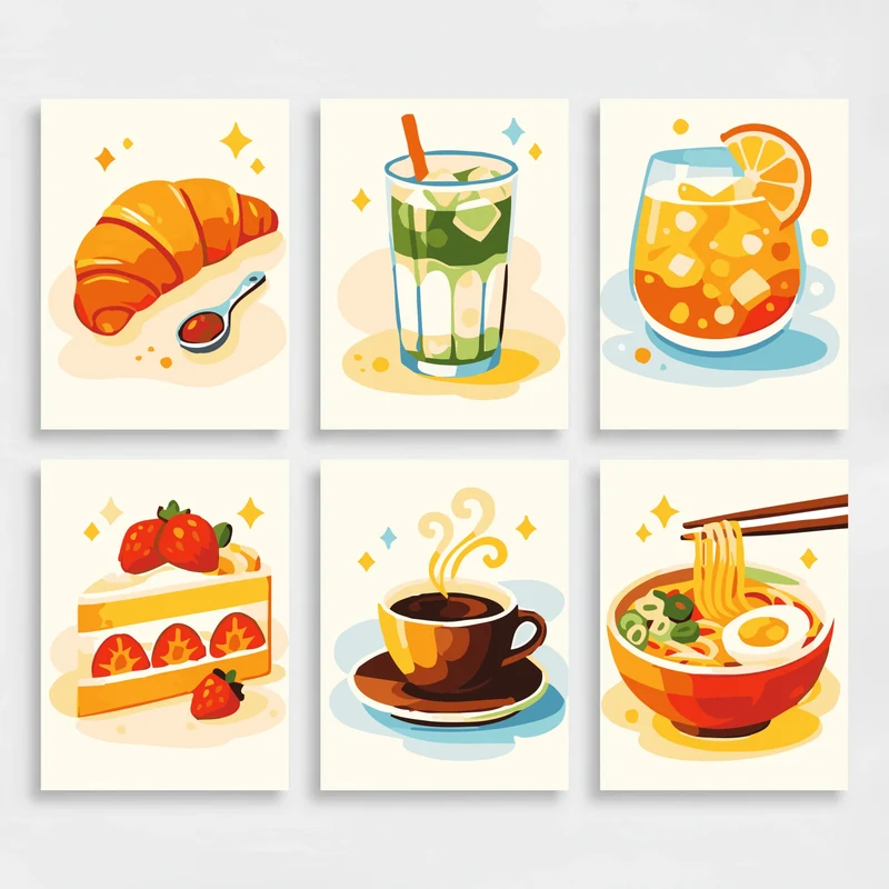 Food And Drink - Mini Paint by Numbers Set