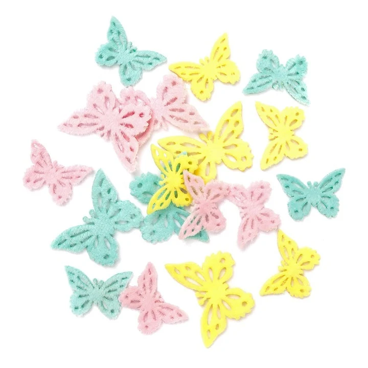 Pastel Felt Stickers, Butterflies, 15 pcs