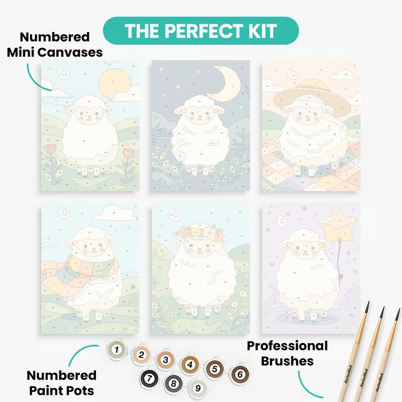 Adorable Sheep - Mini Paint by Numbers Set