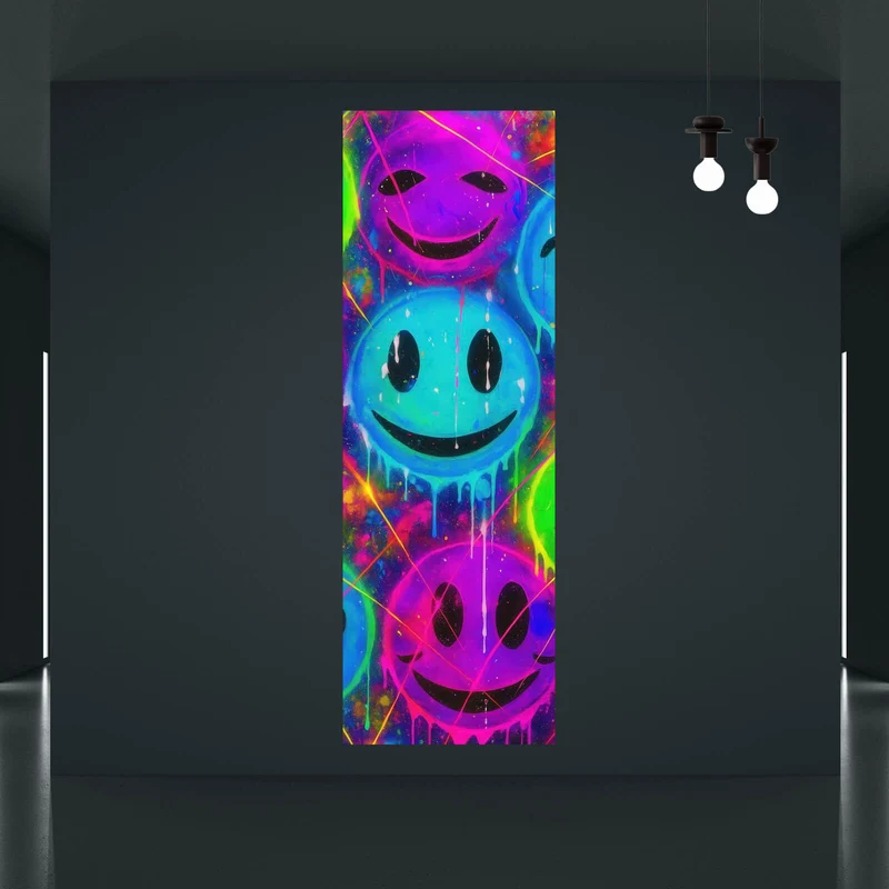 Poster Smileys in Neon Farben Panorama Hoch