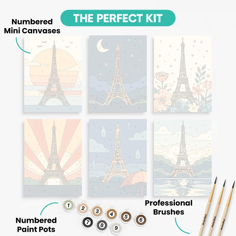 Eiffel Tower - Mini Paint by Numbers Set