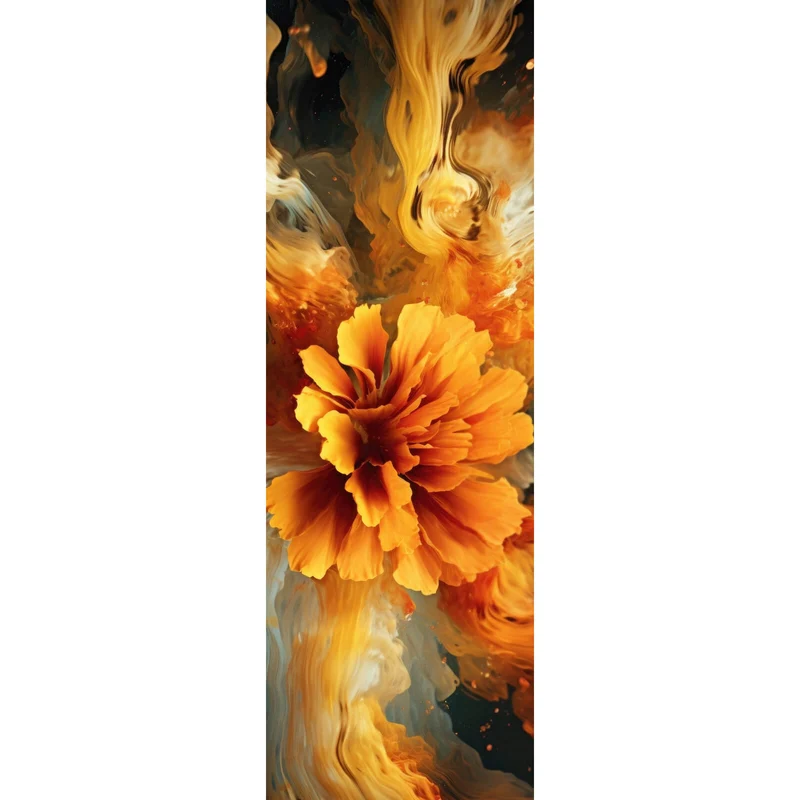 Leinwandbild Beeindruckende abstrakte Blume Fluid Art Panorama Hoch