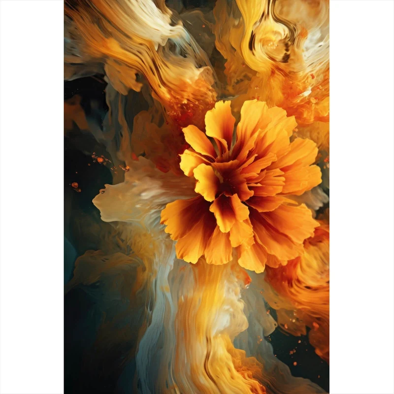 Spannrahmenbild Beeindruckende abstrakte Blume Fluid Art Hochformat