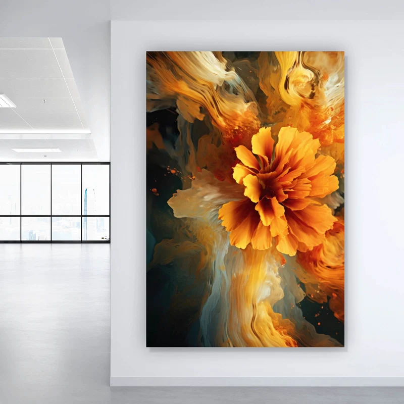 Leinwandbild Beeindruckende abstrakte Blume Fluid Art Hochformat