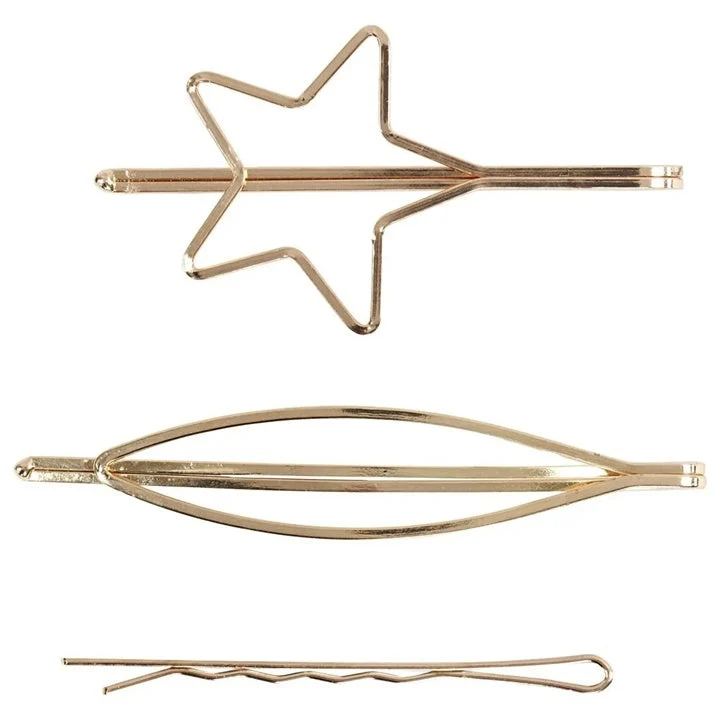 Gold Hair Clips - Set of 3