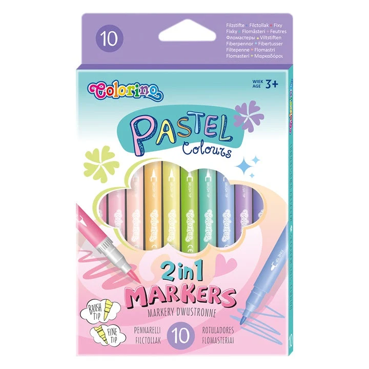 Colorino Pastel Double-Sided Markers, Set of 10