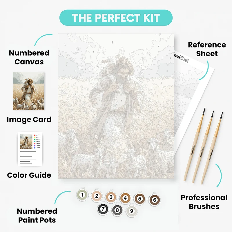 The Good Shepherd with Lambs - Paint by Numbers Kit