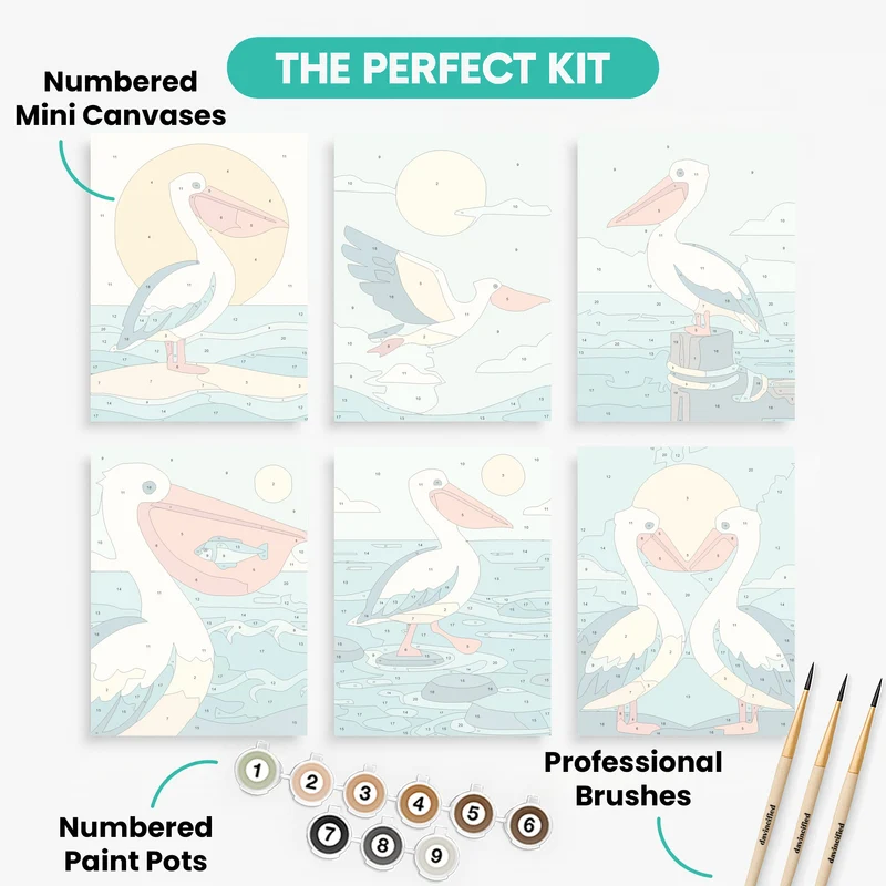 Pelicans - Mini Paint by Numbers Set
