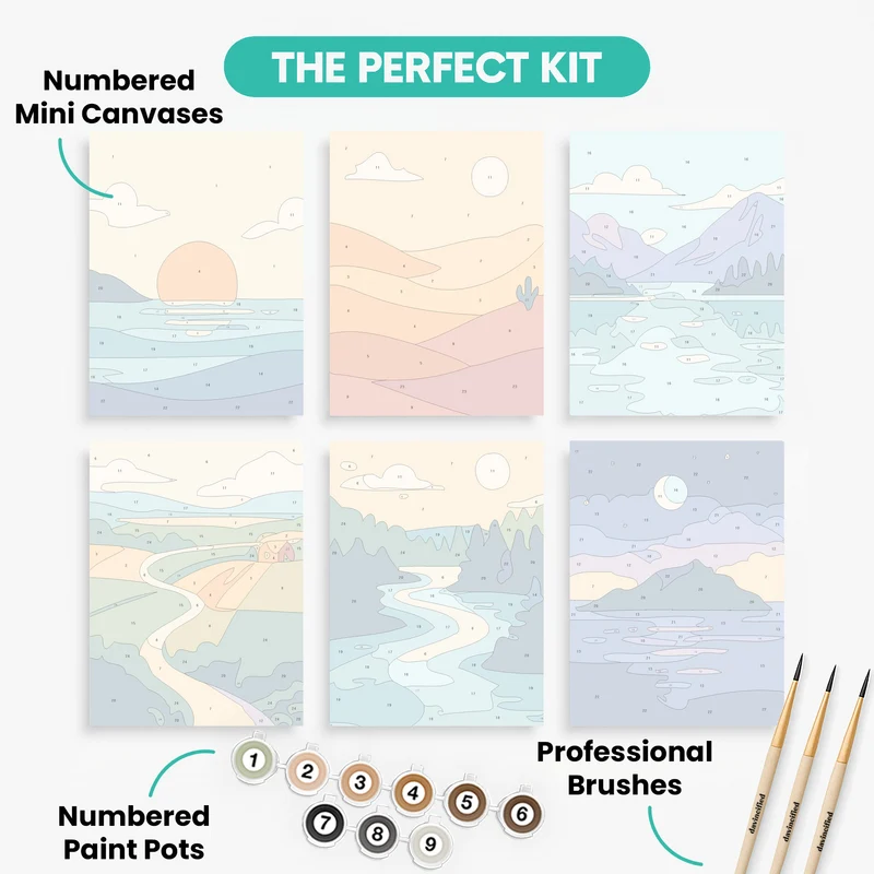 Serene Landscapes - Mini Paint by Numbers Set