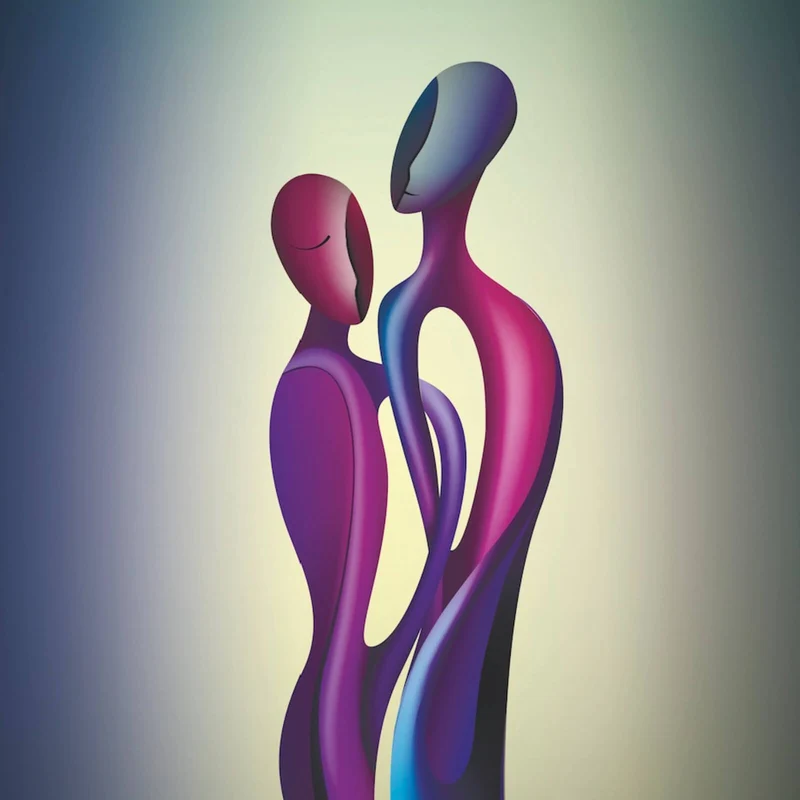Spannrahmenbild Abstrakte Liebesfiguren Quadrat