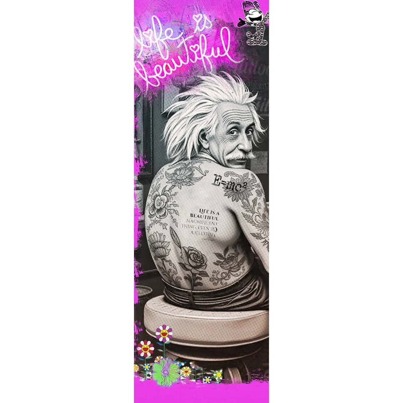 Spannrahmenbild Life Beautiful Retro Tattoo Panorama Hoch