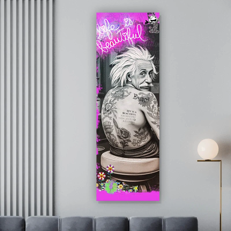 Leinwandbild Life Beautiful Retro Tattoo Panorama Hoch