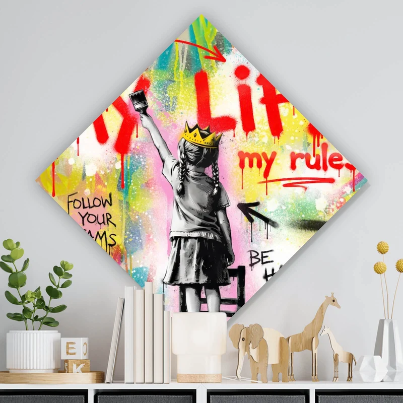 Acrylglasbild My Life my rules Pop Art Raute