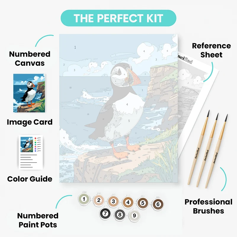 Puffin on Coastal Cliff - Paint by Numbers Kit
