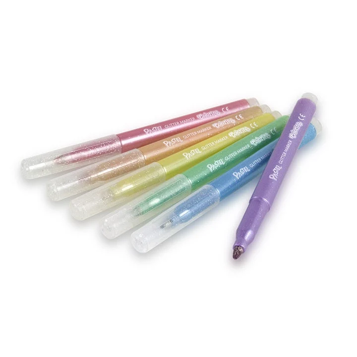 Colorino Pastel Markers With Glitter Effect, Set of 6